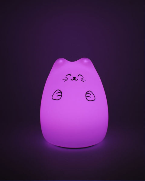 Luz Nocturna Led Gato Silicona con USB.