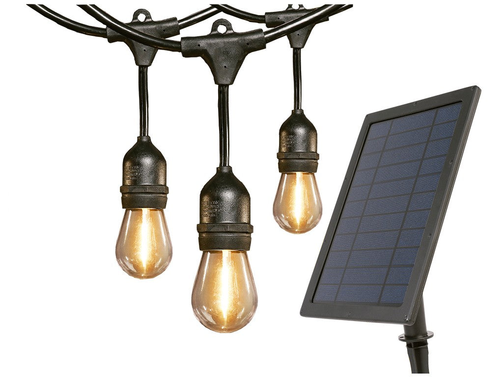 Guirnalda Led con panel Solar, 6m cable goma y 10 bombillas 2200k IP65
