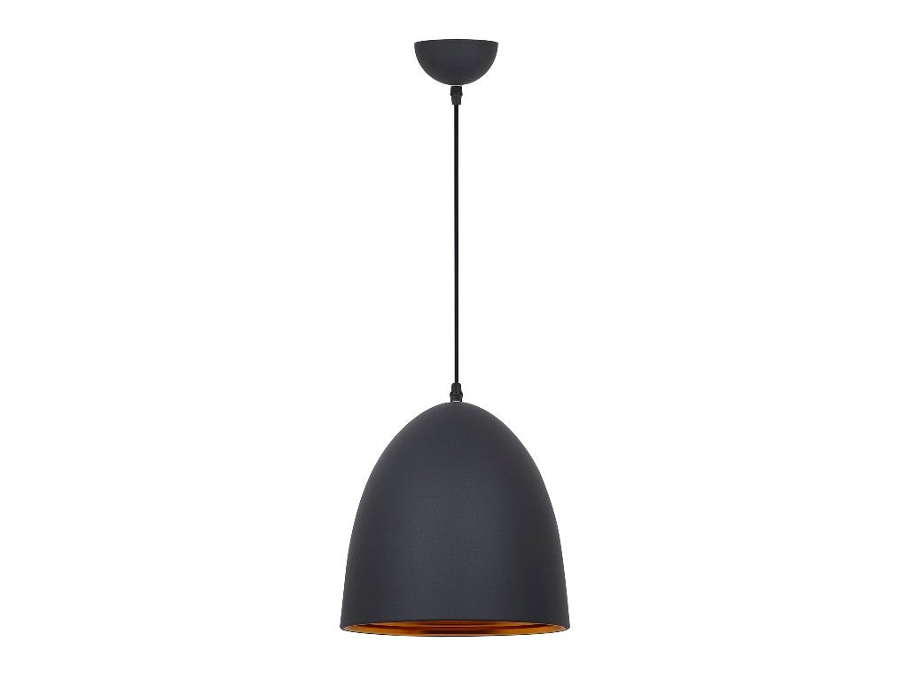 Lámpara Colgante de Metal Negra con Interior Oro Viejo 2