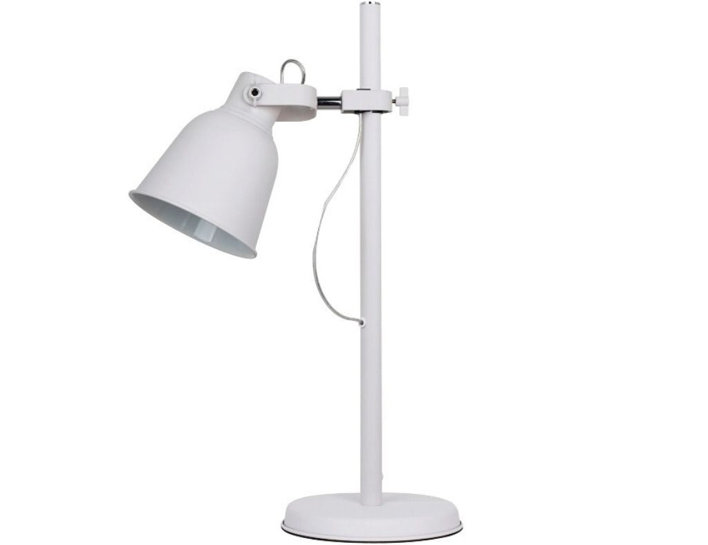 Lámpara de Mesa Flexo Blanca de Aluminio con Foco Orientable E27