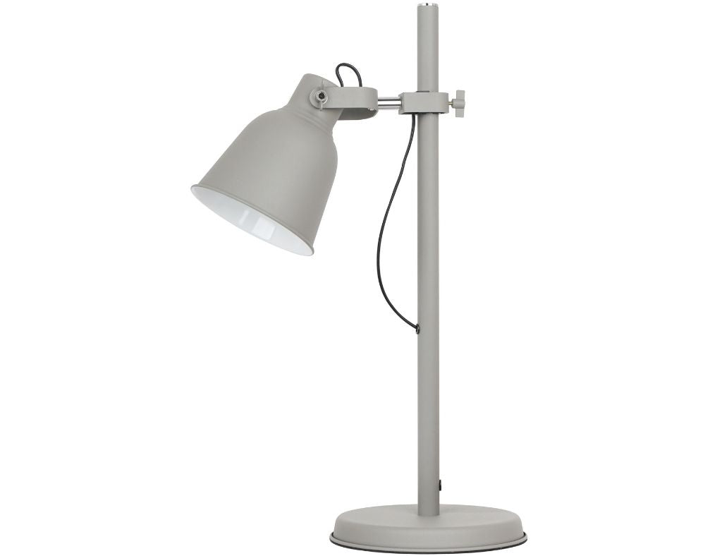 Candeeiro de mesa em metal cinzento com foco ajustável