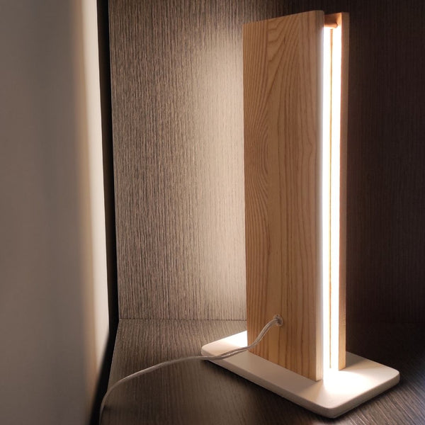 Lámpara de Mesa Led Madera y Blanco 15W 3000k