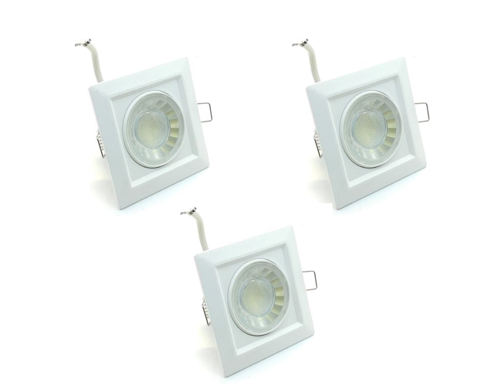 Pack 3 Downlights Led Cuadrado Empotrable Orientable 8w 3000K - 6000K
