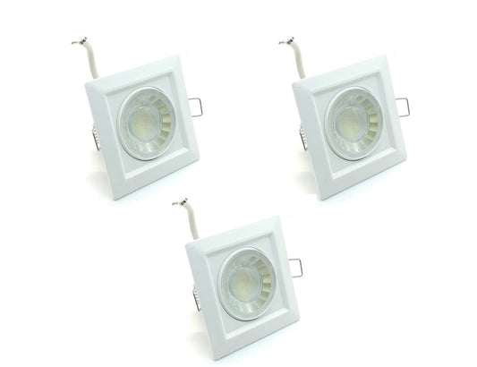 Pack 3 Downlights Led Cuadrado Empotrable Orientable 8w 3000K - 6000K