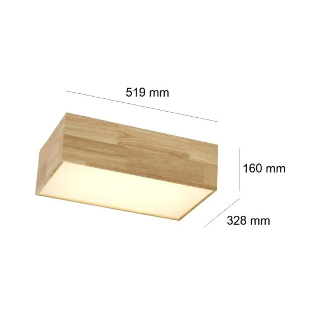 Plafón LED 40W 3000K Rectángulo en Madera Clara