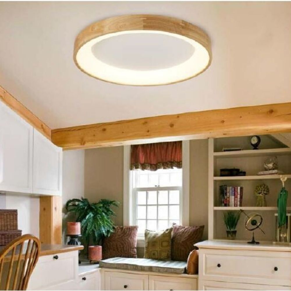 Plafón LED Madera 30W/50W/55W/60W 3000k Redondo   1