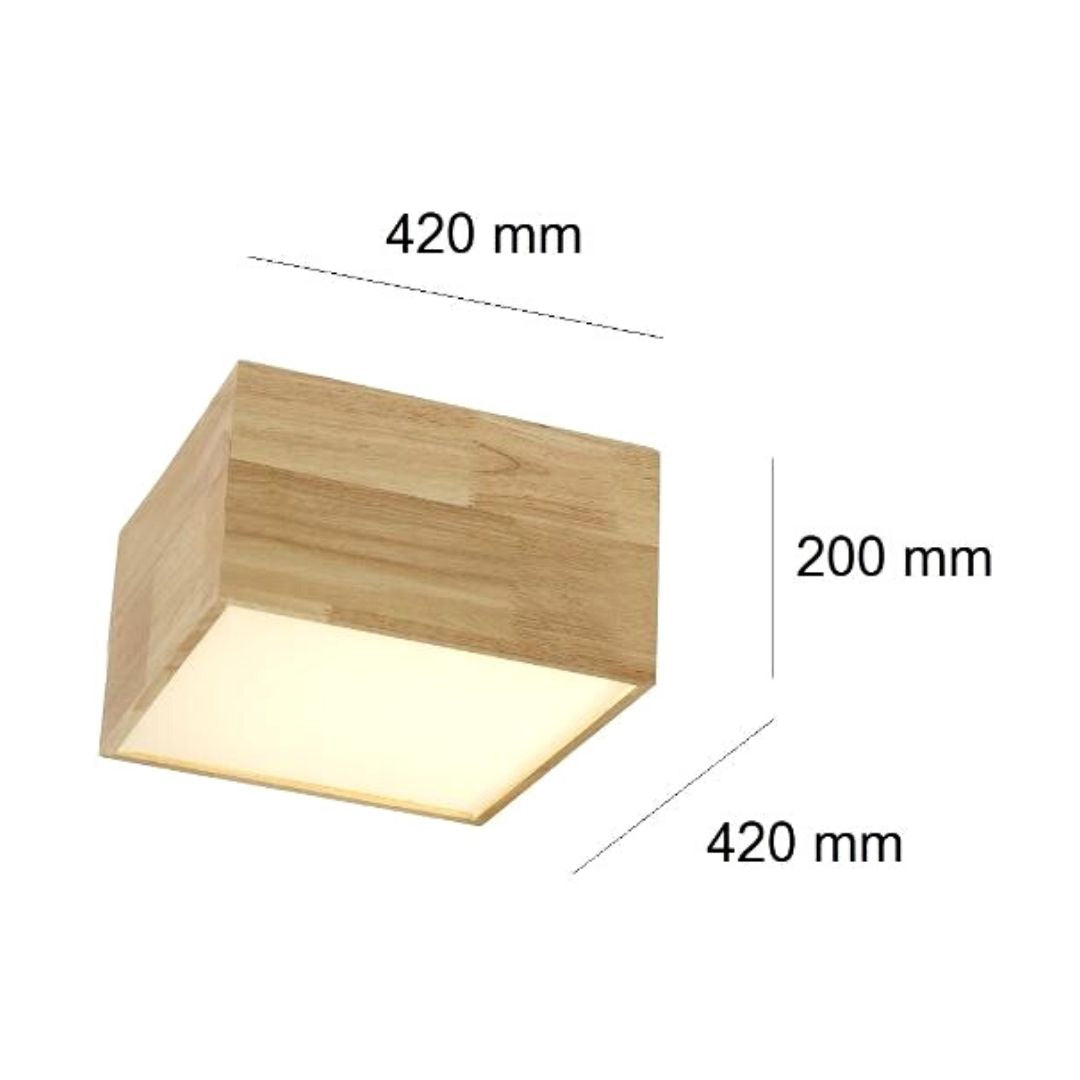Plafón LED de Madera Clara Cuadrado 40w 3000k