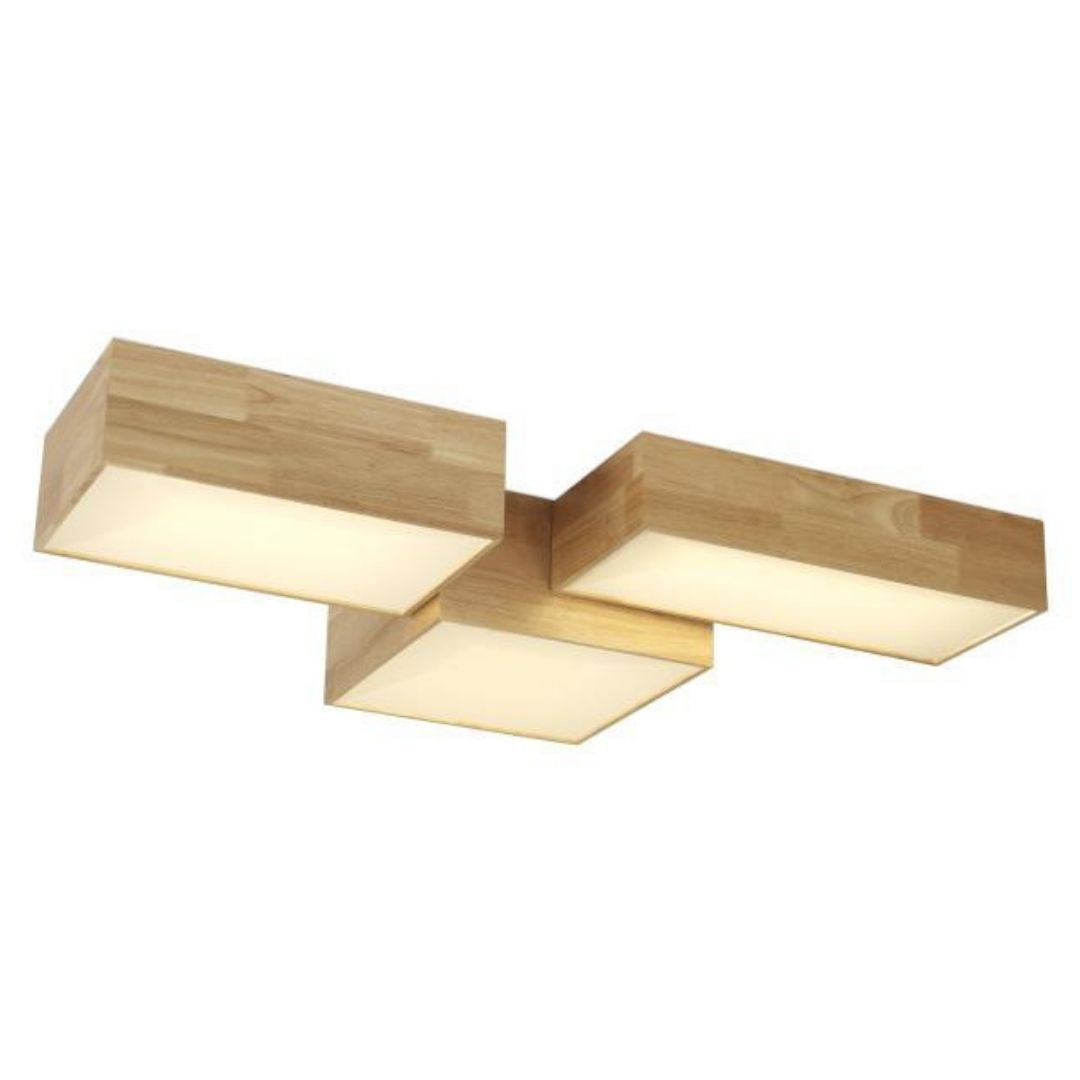 Plafón LED de Madera Clara Cuadrado 40w 3000k