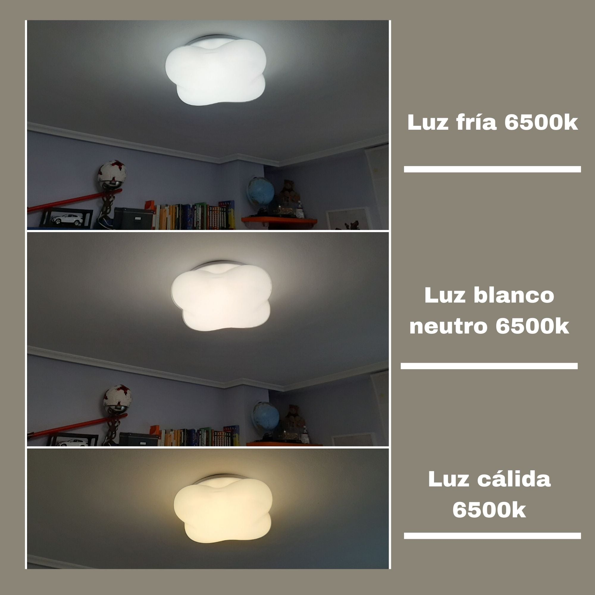 Lâmpada de teto LED nuvem branca 24W com mudança de tom para quartos infantis