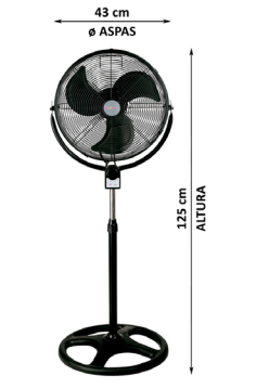 Ventilador de Pie 120w con Alta Velocidad, Orientable y 3 Velocidades