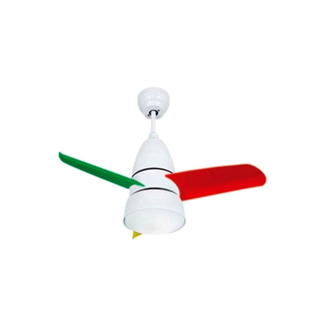 Ventilador de Techo Pequeño con Luz Led, Motor 70w AC Aspas de Colores
