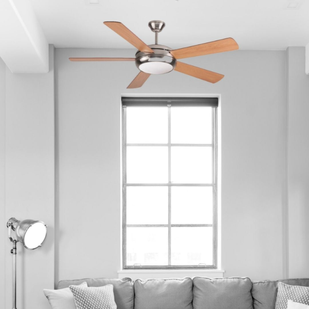 Ventilador de Techo con Luz AC 85W 2xE27 con Luz y Mando a Distancia Plata