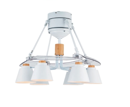 Ventilador de Techo con Luz – Aspas Plegables y Motor AC 65 W, Blanco Metalizado