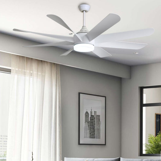 Ventilador de Techo con Luz LED 24w y Motor 45w DC de 8 Aspas Blancas