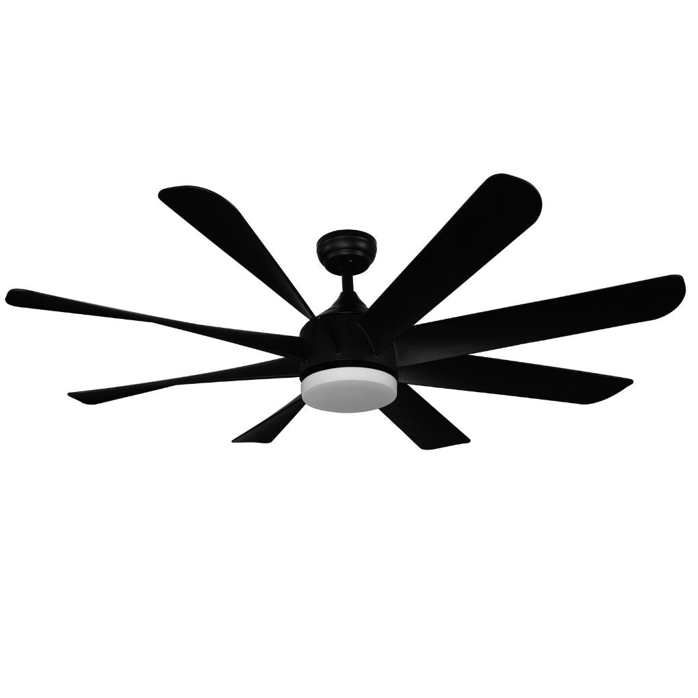 Ventilador de Techo con Luz LED 24w y Motor 45w DC de 8 Aspas Negras