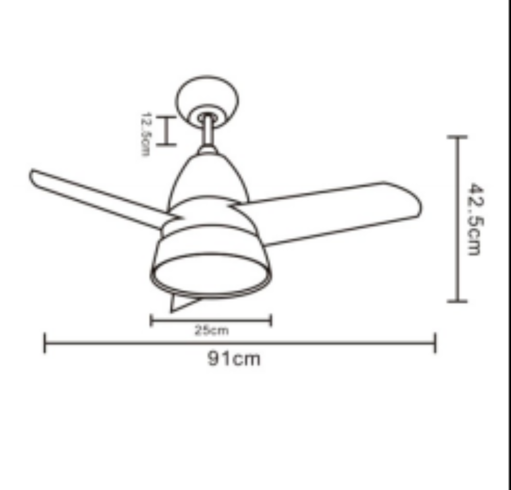 Ventilador de Techo con Luz Led 24W Motor AC 70W Blanco