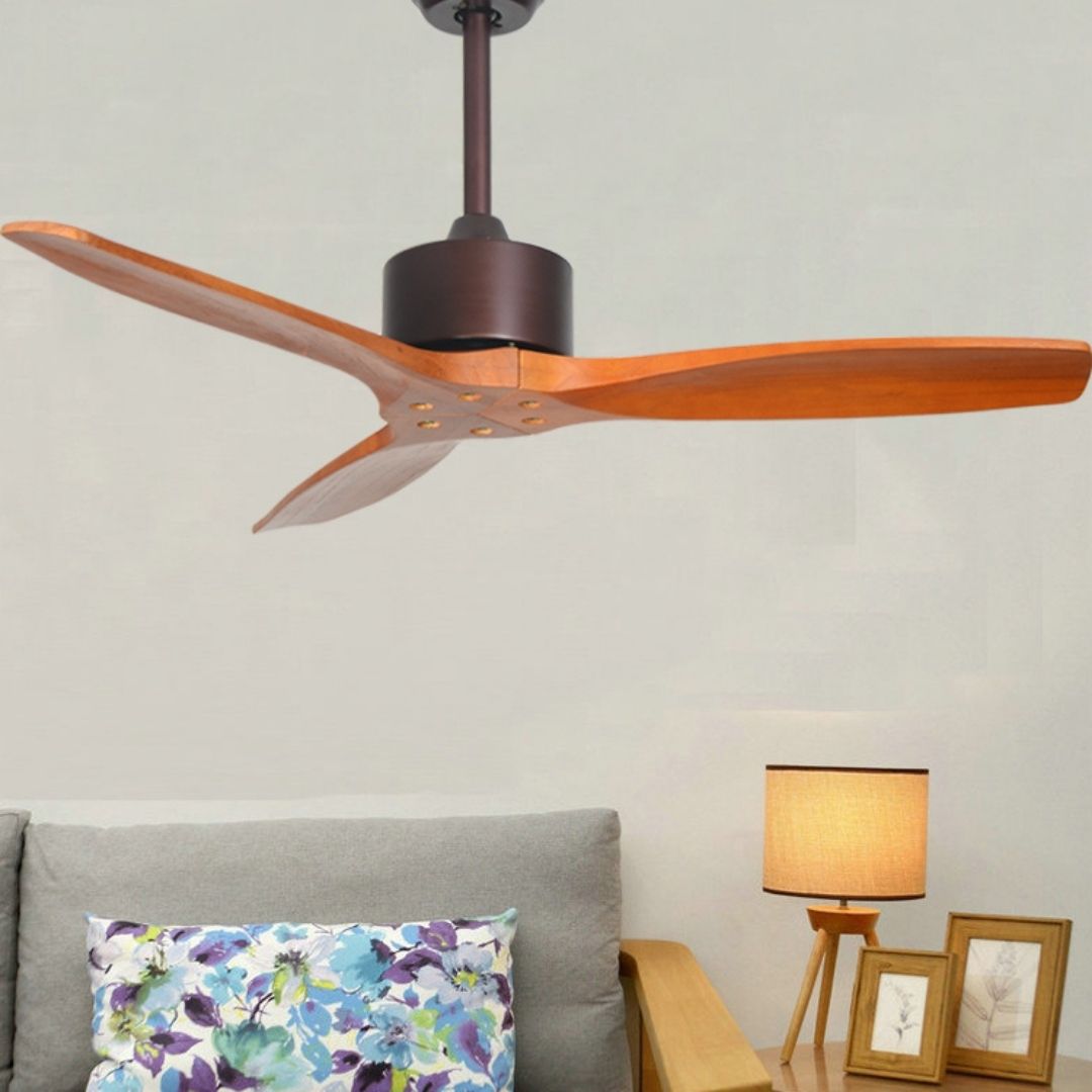 Ventilador de Techo con Motor 35w DC y 3 Aspas en Madera Oscura