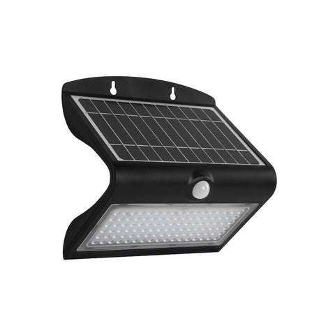 Aplique Led Solar 8w con Sensor de Presencia y Crepuscular IP65 Negro