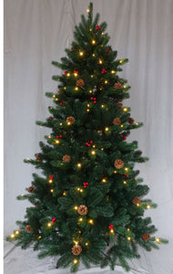 Árbol Navidad Led con Piñas y Bolitas Rojas 180 cm