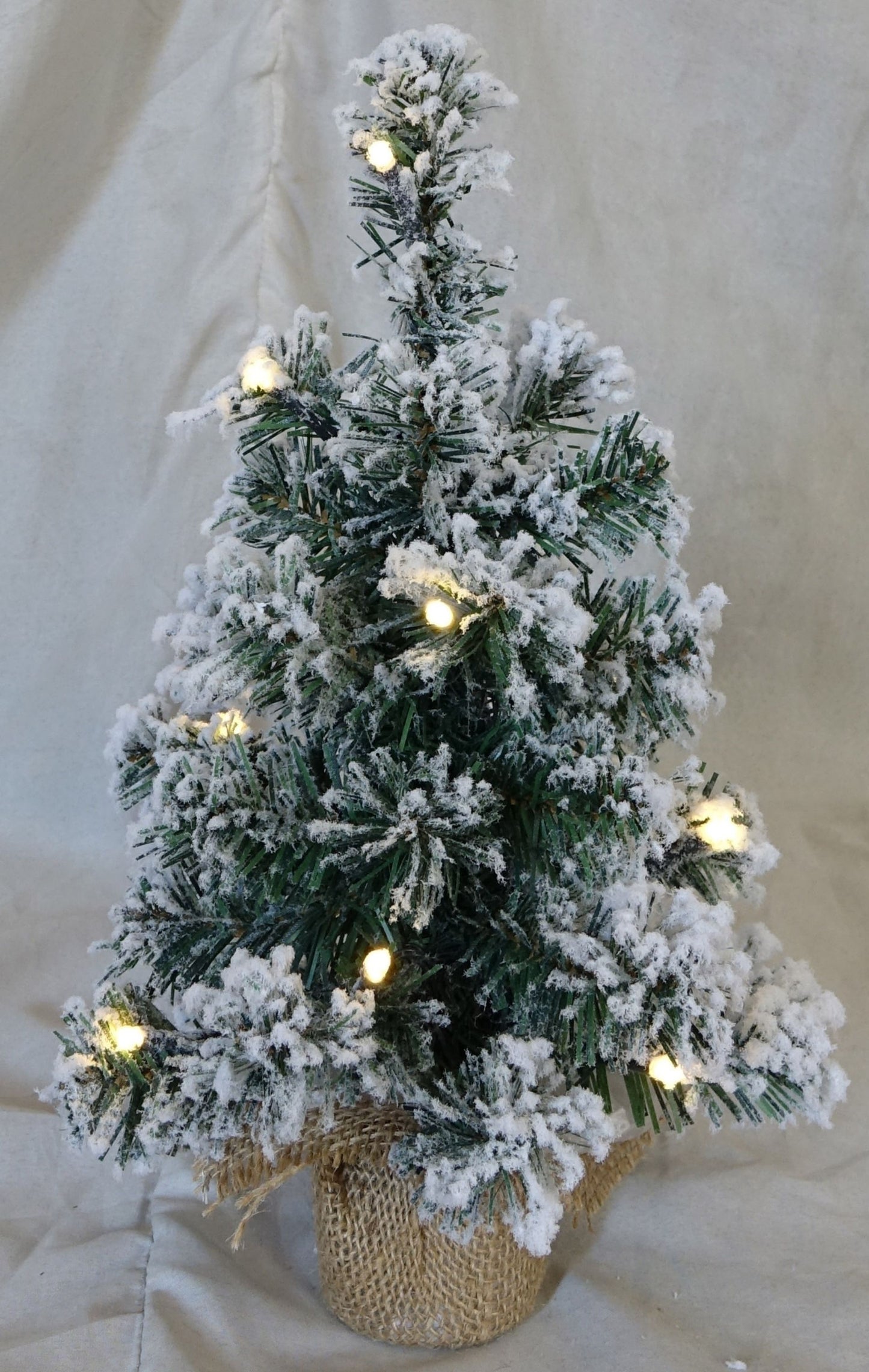 Árbol de Navidad Nevado 10 Luces Leds Cálidas 30cm