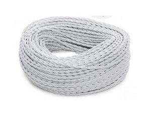 Cable Eléctrico Textil Trenzado Seda 2x 0,75mm Blanco, venta por metros