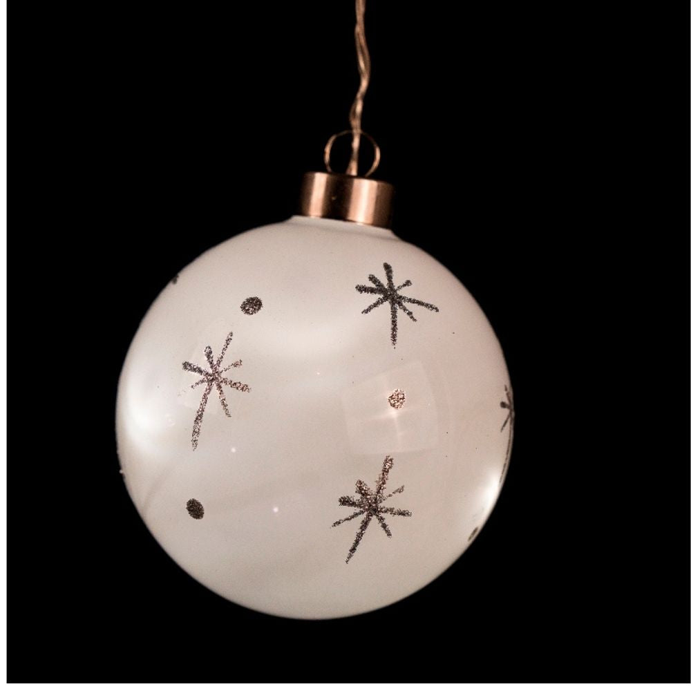 Bola Navidad Led Cristal Blanco con Estrellas