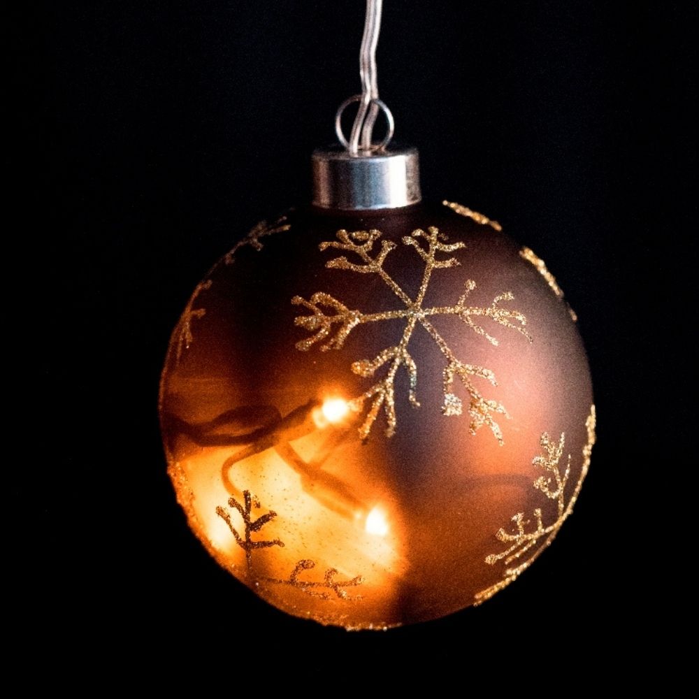 Bola Navidad Led Cristal Dorado con Estrellas