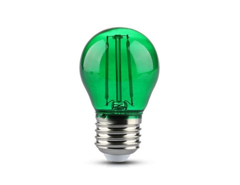 Bombilla Esférica Filamento Led E27 1,5w con luz verde