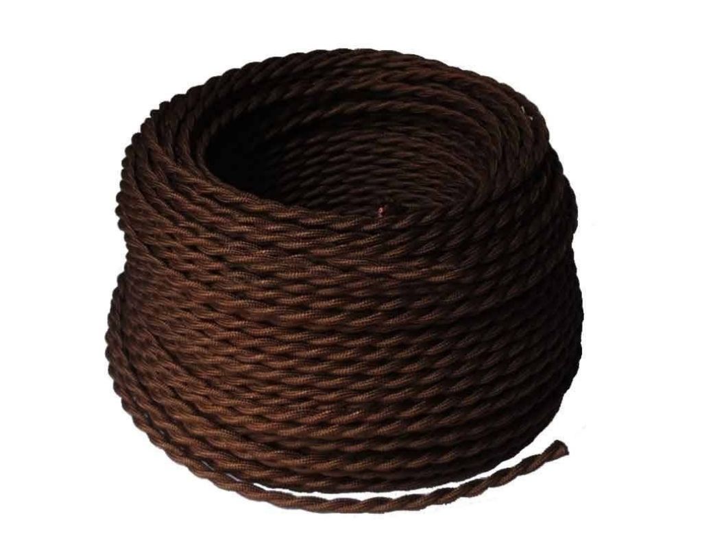 Cable Eléctrico Textil Trenzado Seda 2x 0,75 mm Marrón venta por metros