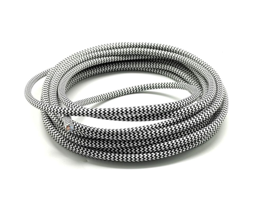 Cable Eléctrico Textil 2 X 0,75mm en Rollo de 5m Negro y Blanco