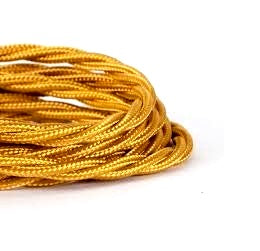 Cable Eléctrico Textil Trenzado Seda 2x 0,75 mm Amarillo venta por metros