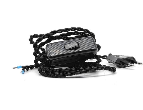 Cable Trenzado con Interruptor y Clavija Negro