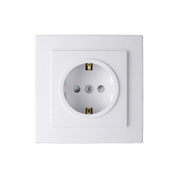 Enchufe Empotrar con Toma Tierra 16A 250V Marco Incluido Serie Nilson