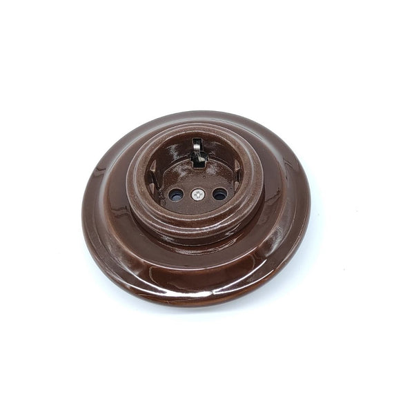 Enchufe Empotrable de Porcelana Marrón 16A 230V