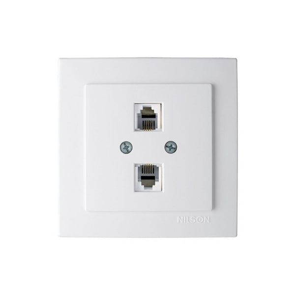 Toma de Teléfono 2 x RJ11 Empotrar  Marco Incluido Serie Nilson