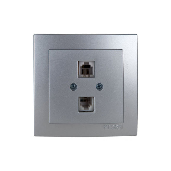 Toma de Teléfono 2 x RJ11 Empotrar  Marco Incluido Serie Nilson