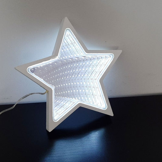 Estrella Led en Madera Blanca con Efecto 3D