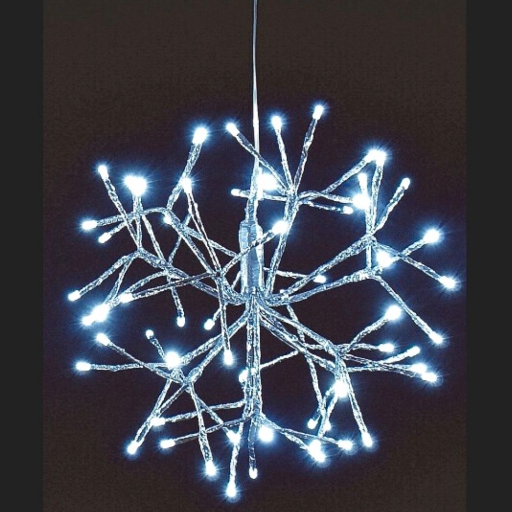 Estrela suspensa com 48 luzes LED brancas frias para exteriores