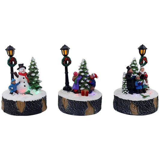 Juego 3 Figuras Led de Navidad,  Coro, Muñeco de Nieve y Niños