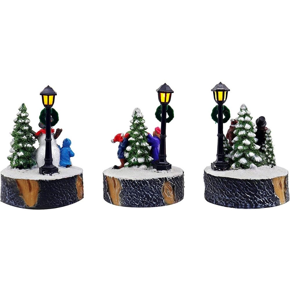 Juego 3 Figuras Led de Navidad,  Coro, Muñeco de Nieve y Niños