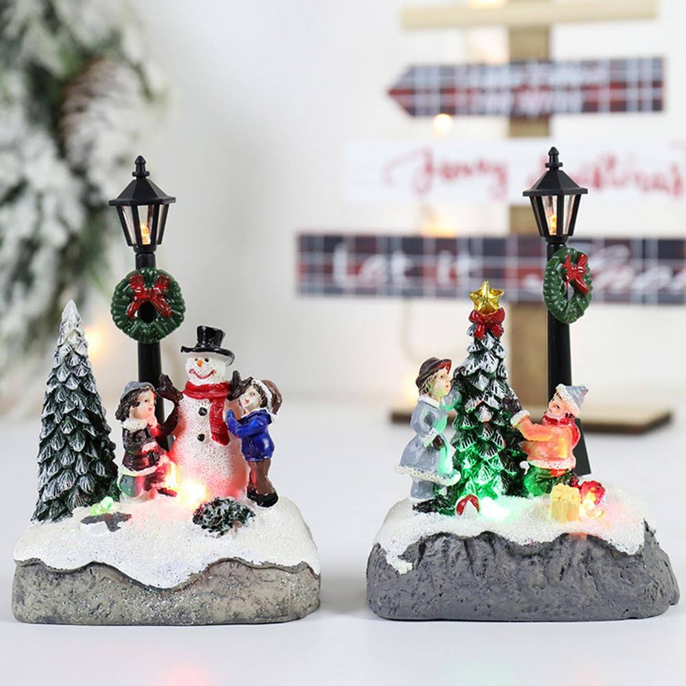 Juego de 2 Figuras Led de Navidad, Niños decorando