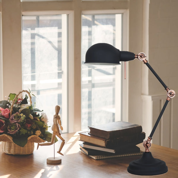 Lámpara de Mesa para Escritorio Vintage Articulada de Metal Gris
