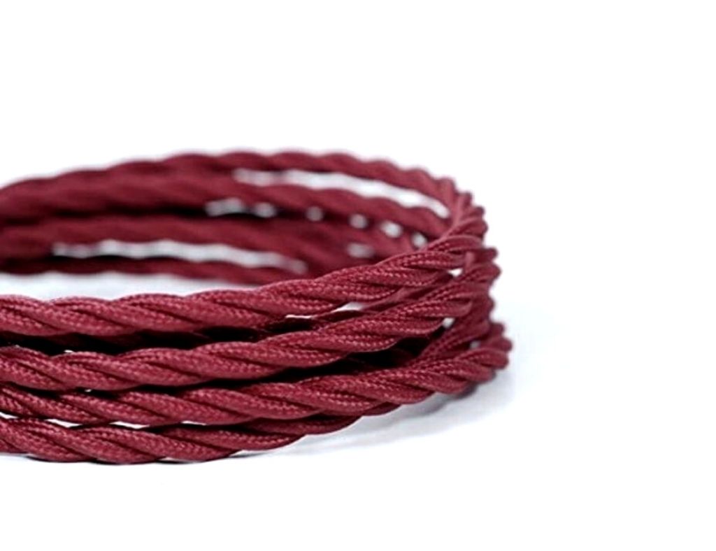 Cable Eléctrico Textil Trenzado Seda 2x 0,75 mm Granate venta por metros