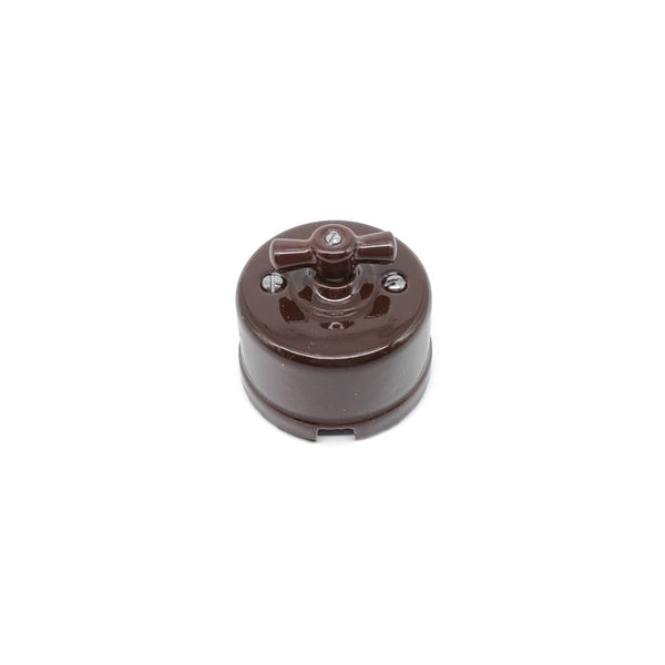 Interruptor Conmutador Superficie de Porcelana Marrón 10A 250V
