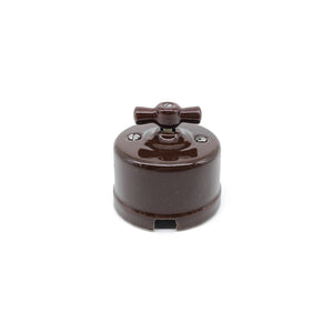 Interruptor Conmutador Superficie de Porcelana Marrón 10A 250V