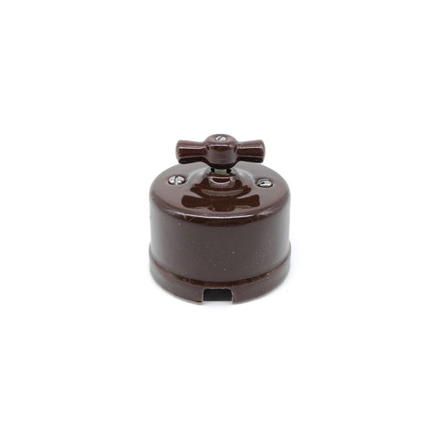 Interruptor Conmutador Superficie de Porcelana Marrón 10A 250V