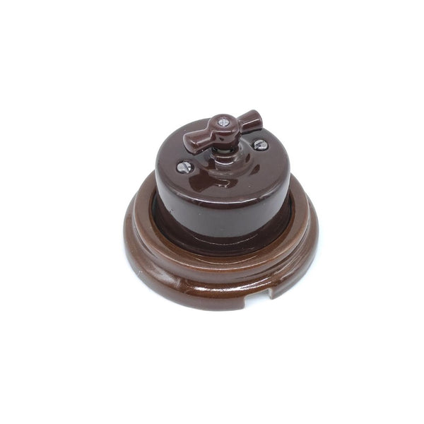 Interruptor Conmutador Superficie de Porcelana Marrón 10A 250V