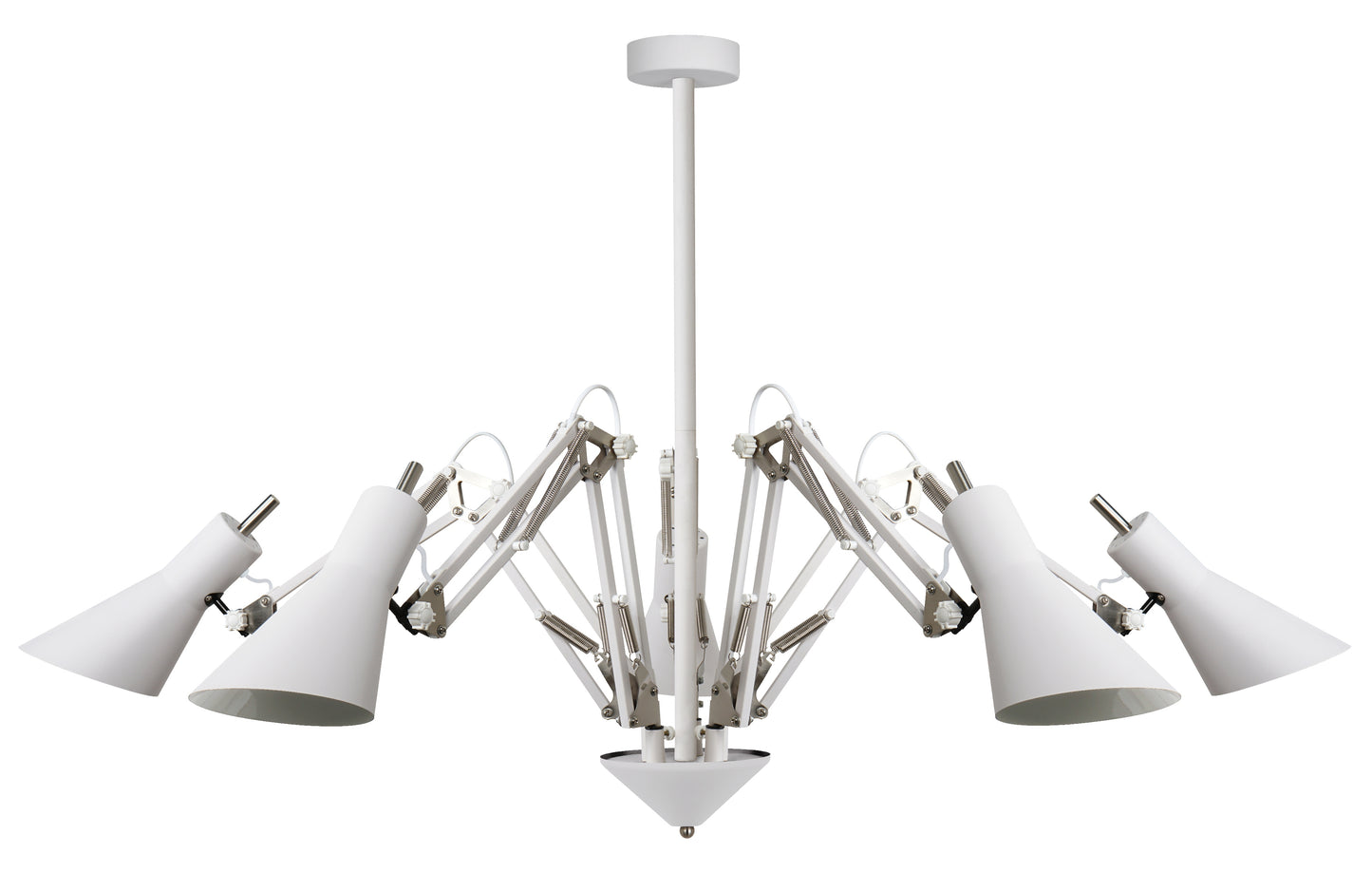 Lámpara de Techo Araña Moderna con 5 Brazos Articulados Blancos