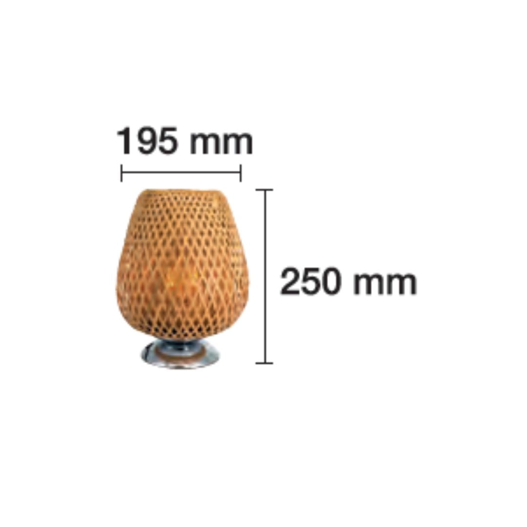 Candeeiro de mesa LED de bambu com lâmpada de efeito de chama