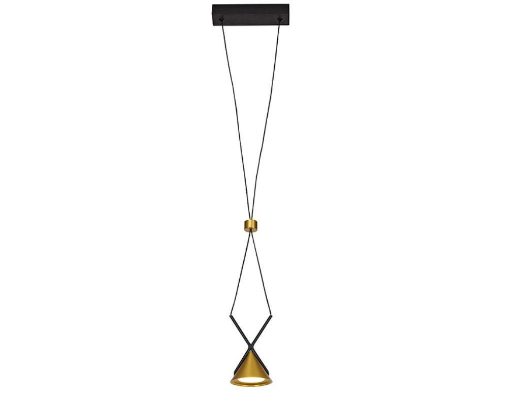 Candeeiro Suspenso LED Eir com 1 Foco 3W 3000K em Preto e Dourado